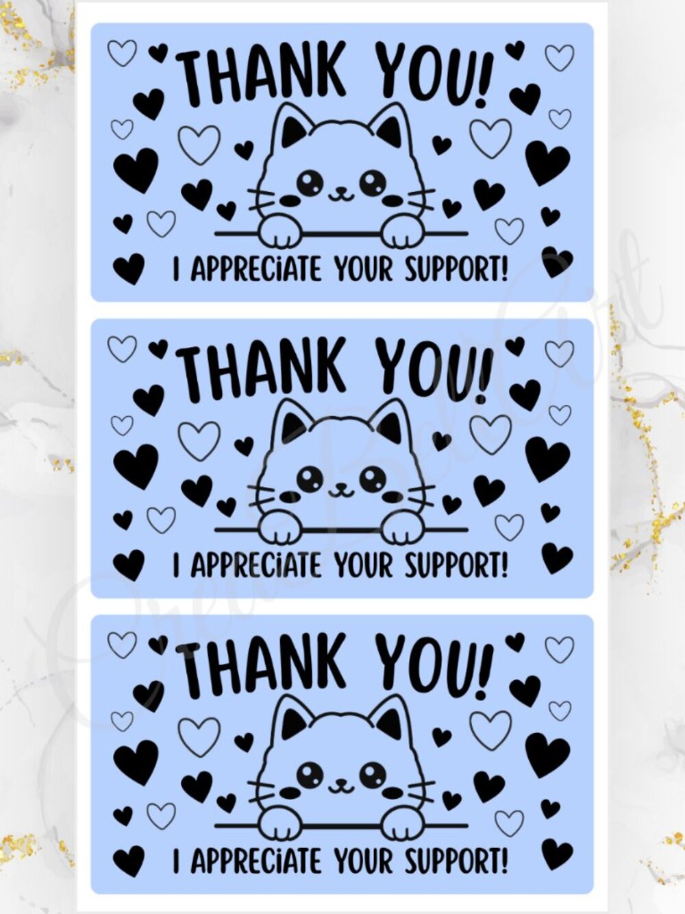 100 Cute Cat Thank You Stickers for Packaging | Small Business Labels